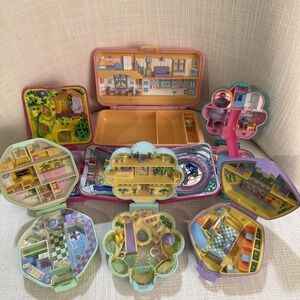 Vintage 1990s Polly Pocket Mixed Lot Of 7 Compacts Figures Accessories